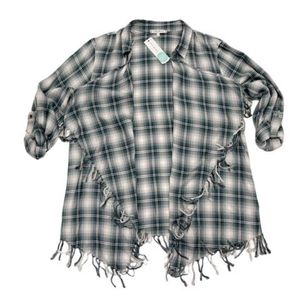 Willow & Clay Plaid-Lightweigth Fringe Kimono
